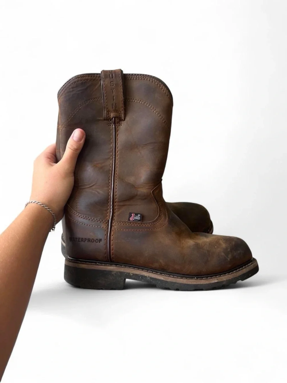 Justin Steel Toe Work Boots | Men’s 7D | EH Safety Toe | Leather Work Boots